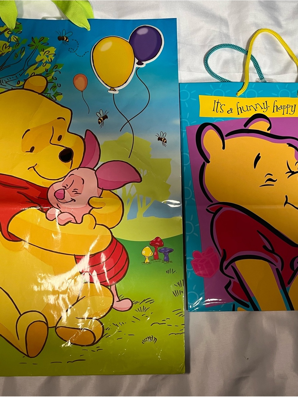 Vintage Winnie the Pooh & Tigger Gift Bags Lot of 2 Disney Medium/Large Y2K Rare